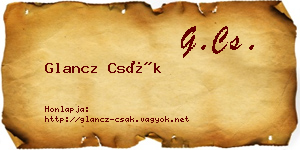 Glancz Csák névjegykártya